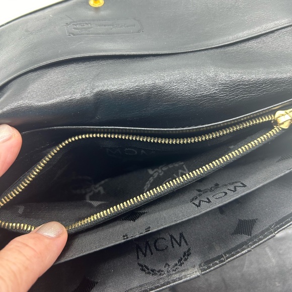 MCM monogrammed black nylon long wallet